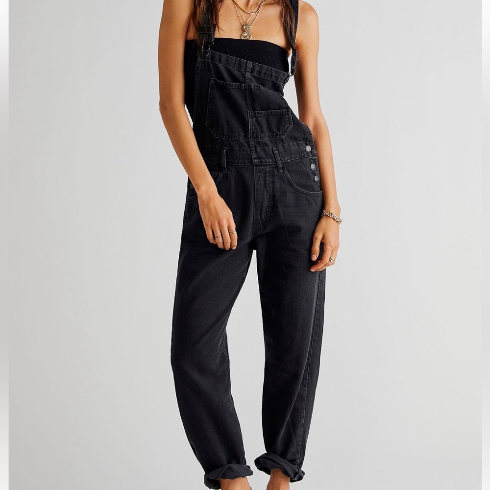 Free People Ziggy overalls in mineral black